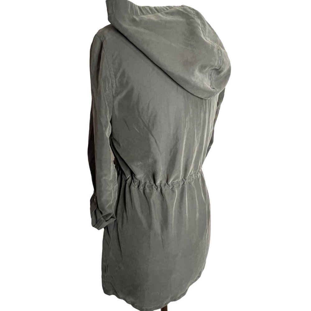 Divided by H&M women’s size 2 lightweight jacket hooded side, zipper army green - Picture 5 of 13